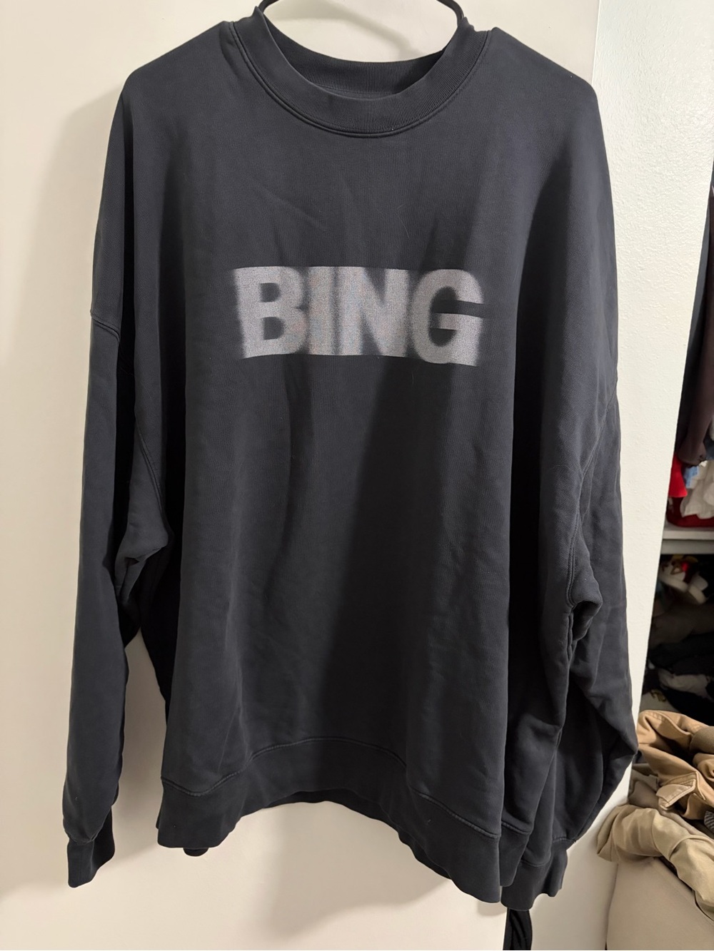 Anine Bing Miles washed black sz Large L BING blurry sweatshirt